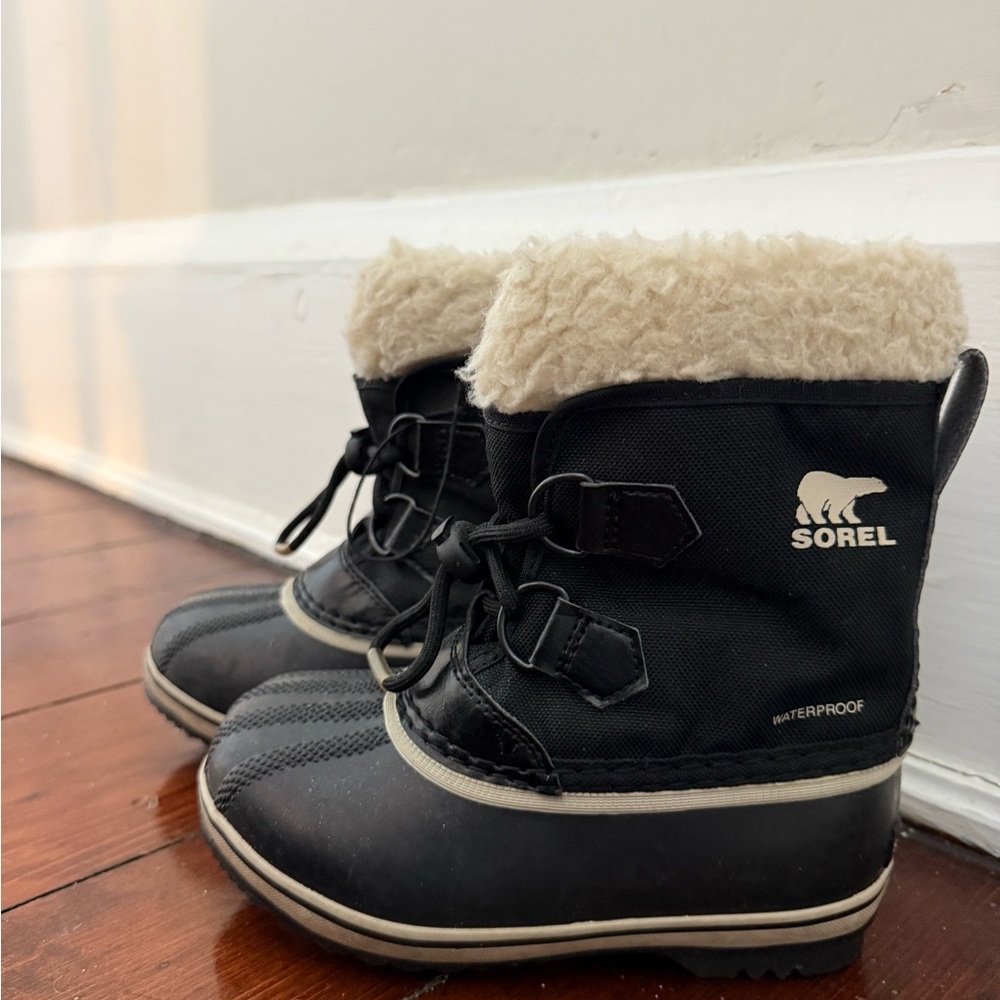 Sorel Kids Black and White Snow Boots
